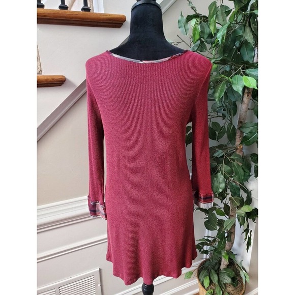 Staccato Women Maroon Polyester Round Neck Long Sleeve Knee Length Dress Small - Picture 8 of 11